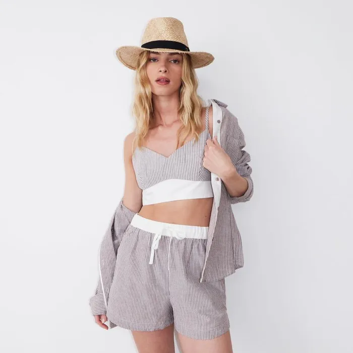 MONROW Tanks Stripe Poplin Bralette Top 8211 Women