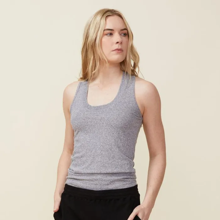 MONROW Tanks Textured Tri Blend Narrow Tank 8211 Granite Color 8211 Women MONROW Tanks Textured Tri Blend Narrow Tank 8211 Granite Color 8211 Women