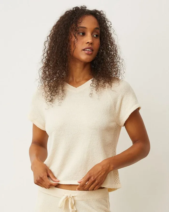 MONROW Tees Boucle Knit Vneck 8211 Women