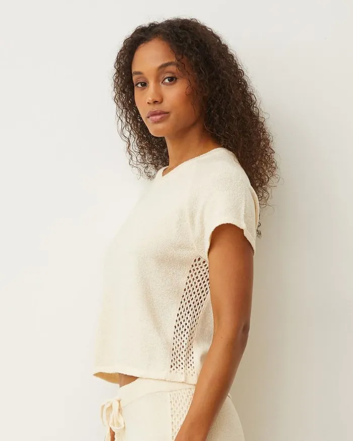 MONROW Tees Boucle Knit Vneck 8211 Women MONROW Tees Boucle Knit Vneck 8211 Women