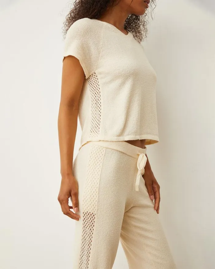 MONROW Tees Boucle Knit Vneck 8211 Women MONROW Tees Boucle Knit Vneck 8211 Women