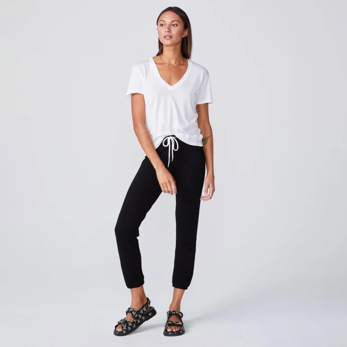 MONROW Tees Cotton Modal Relaxed V Neck Tee 8211 White Color 8211 Women MONROW Tees Cotton Modal Relaxed V Neck Tee 8211 White Color 8211 Women
