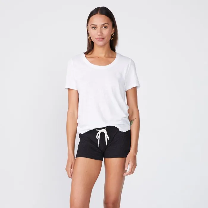 MONROW Tees Textured TriBlend Relaxed Crew Neck Tee 8211 Women