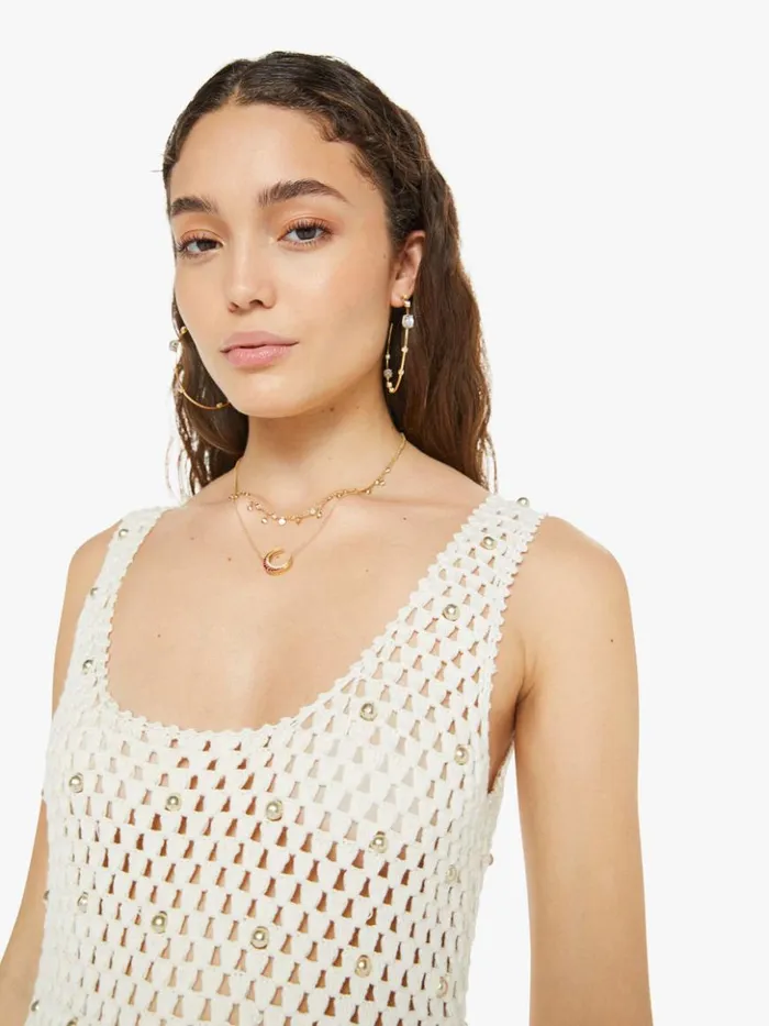 Mother Denim Adele Pearl Crochet Dress Ivory 8211 Women
