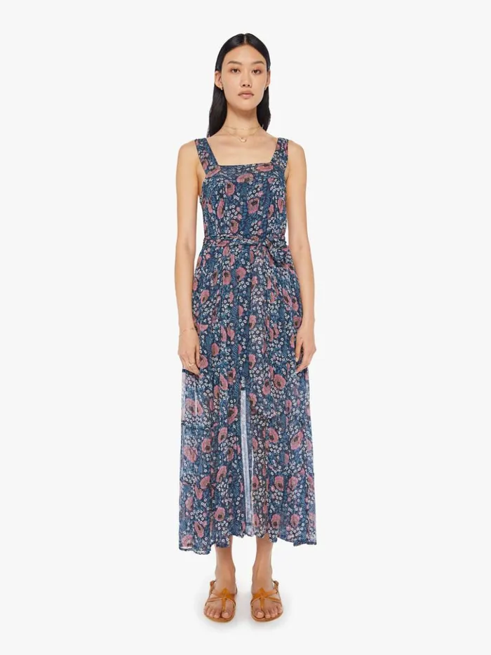 Mother Denim Jasmine Dress Vintage Flowers Indigo 8211 Women