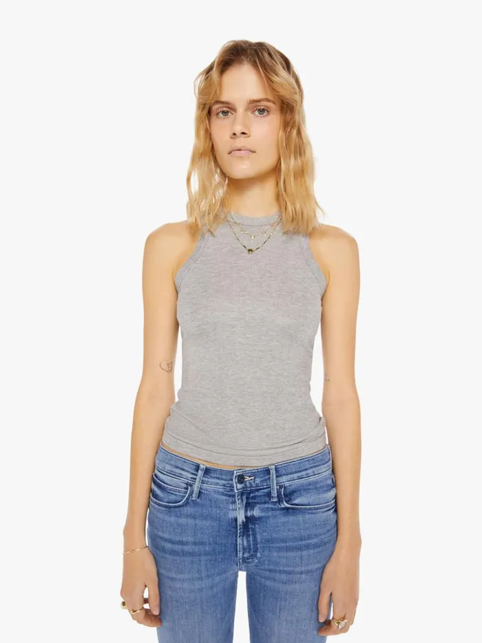 Mother Denim Rib Racer Front Tank Heather Grey 8211 Women