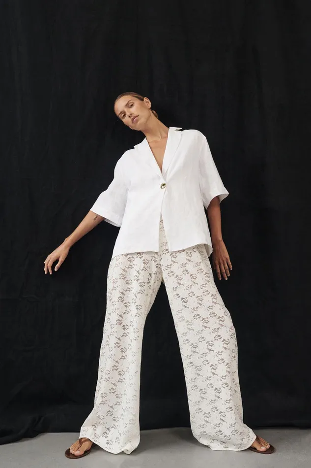 NALA WHITE LINEN RESORT SHIRT Women DISSH Shirts