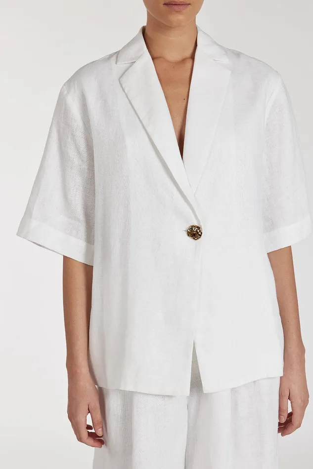 NALA WHITE LINEN RESORT SHIRT Women DISSH Shirts