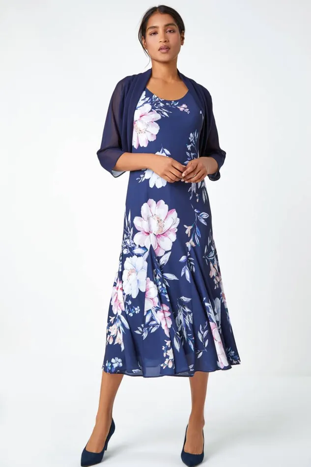 Navy Ruched Hem Chiffon Bolero Women Roman Tops