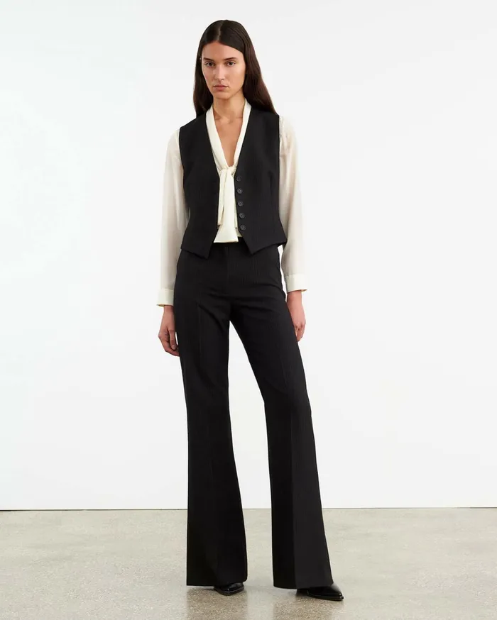 Nili Lotan ANGELINA VEST Black Pinstripe Women Jackets and Blazers