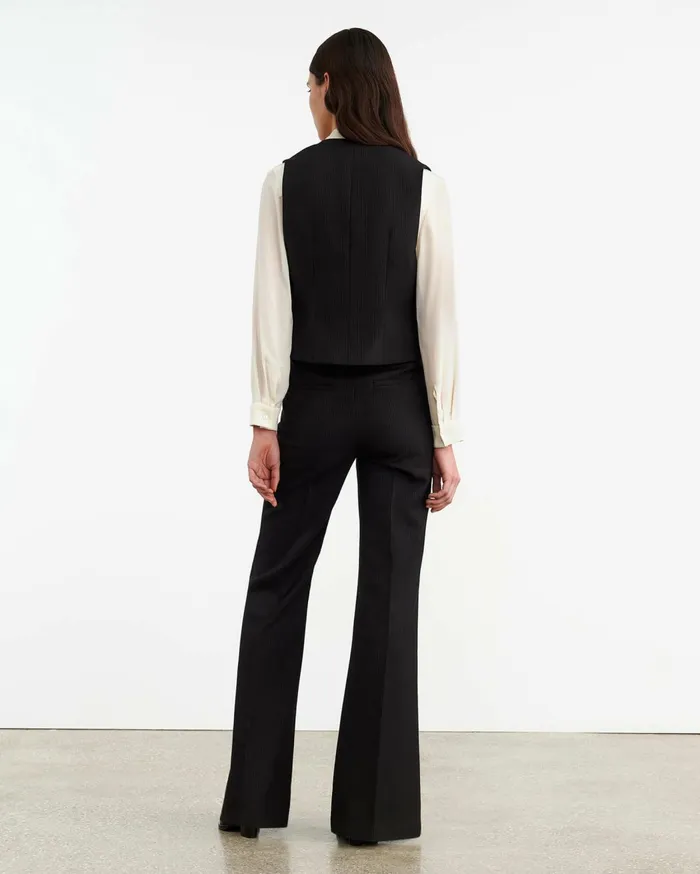 Nili Lotan ANGELINA VEST Black Pinstripe Women Jackets and Blazers