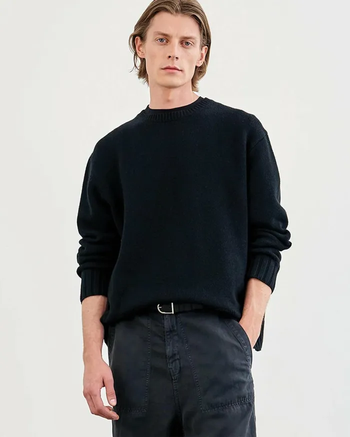 Nili Lotan BOYNTON SWEATER Black Men Sweaters