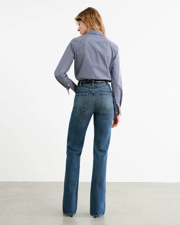 Nili Lotan DYLLAN SHIRT Navy Vichy Check Women Tops