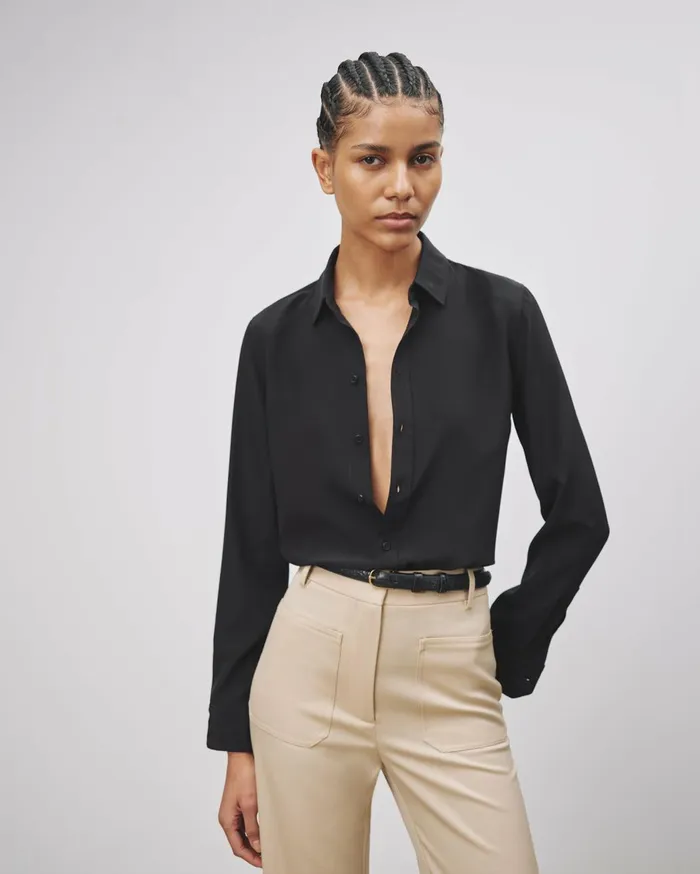 Nili Lotan GAIA SILK SHIRT Oxblood Women Tops