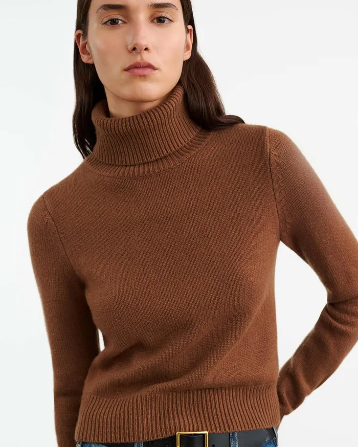Nili Lotan HOLLYN CASHMERE TURTLENECK SWEATER Coffee Women Knits and Sweaters