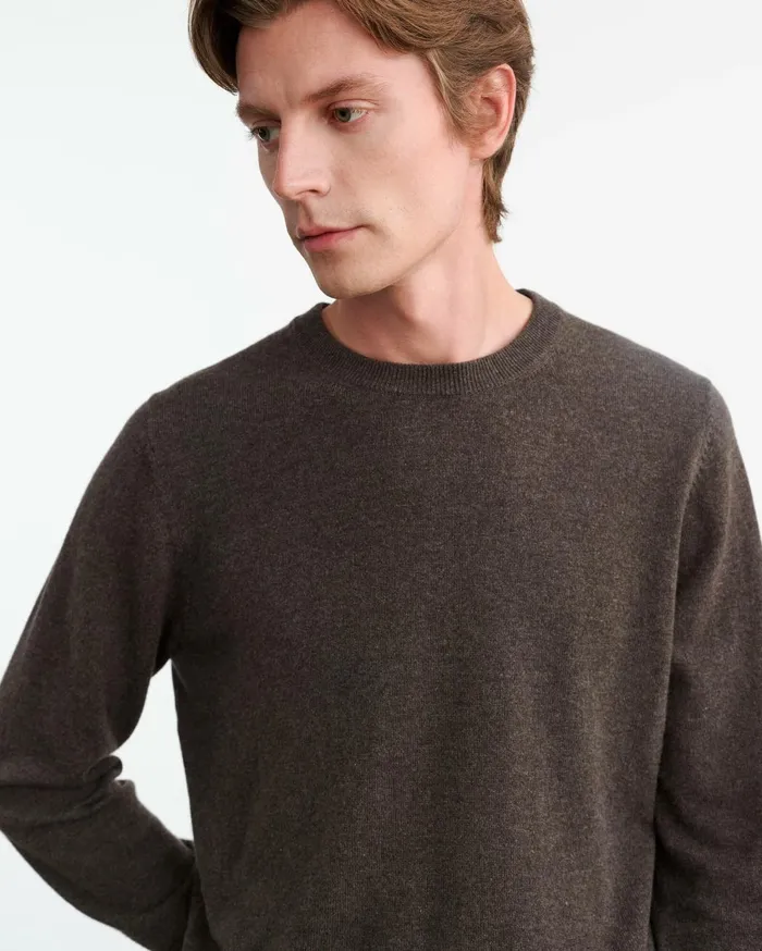 Nili Lotan JULIUS CASHMERE SWEATER Dark Umber Melange Men Sweaters