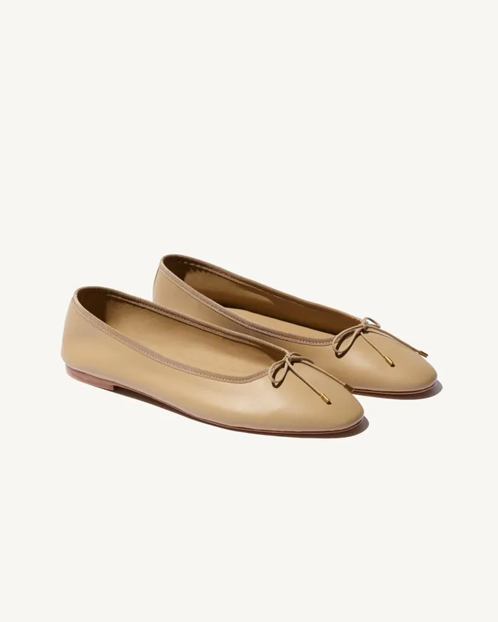 Nili Lotan LEATHER BALLET FLAT Sand Women Shoes
