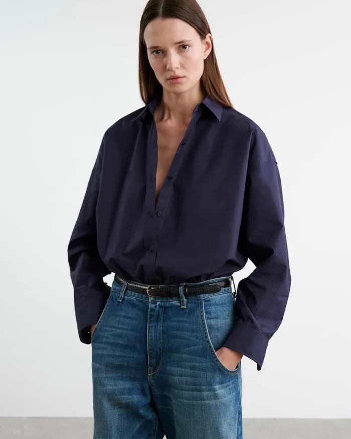 Nili Lotan MATTIA SHIRT Navy Women Tops