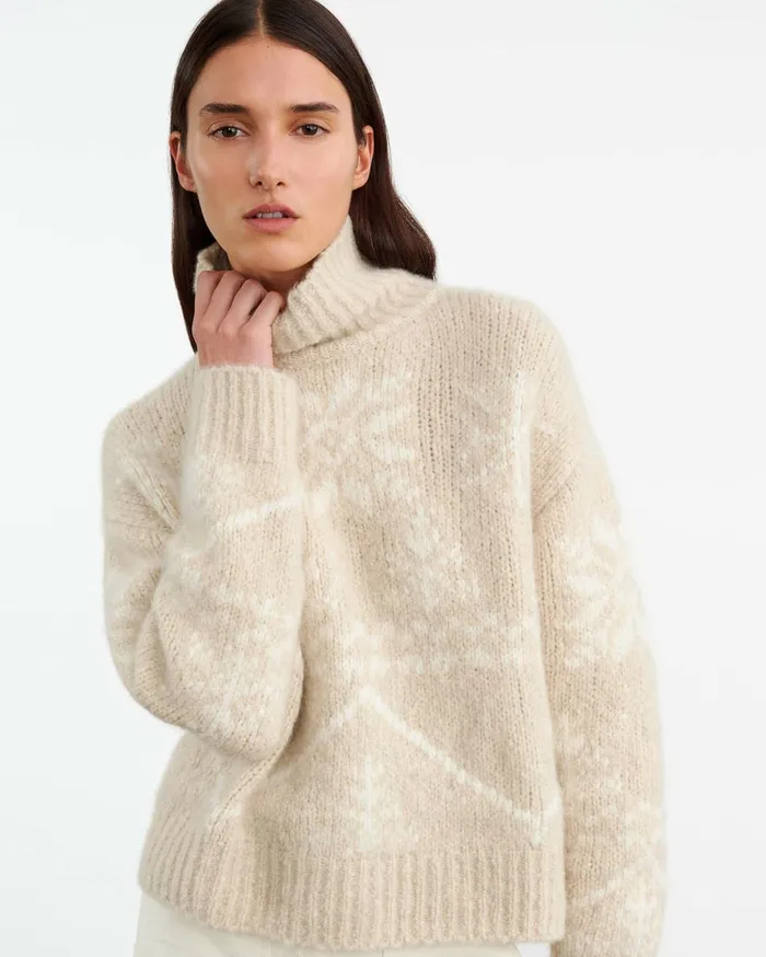 Nili Lotan MEREDITH TURTLENECK SWEATER Beigeivory Women Knits and Sweaters