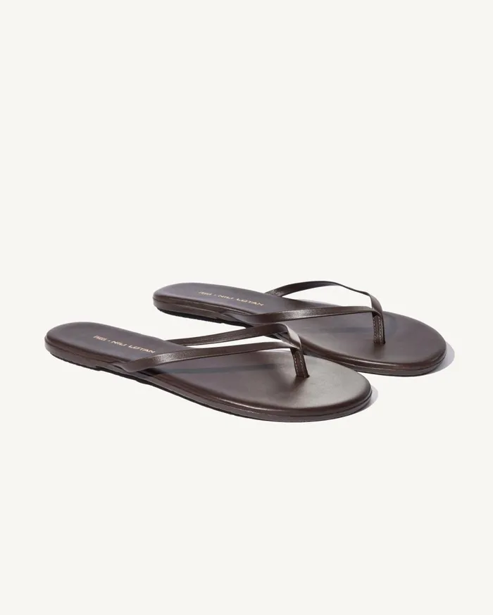 Nili Lotan NL X TKEES LEATHER FLIP FLOP Cognac Women Shoes