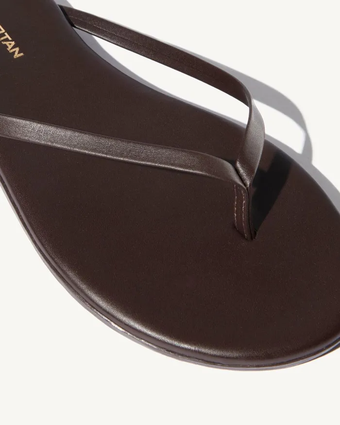 Nili Lotan NL X TKEES LEATHER FLIP FLOP Cognac Women Shoes
