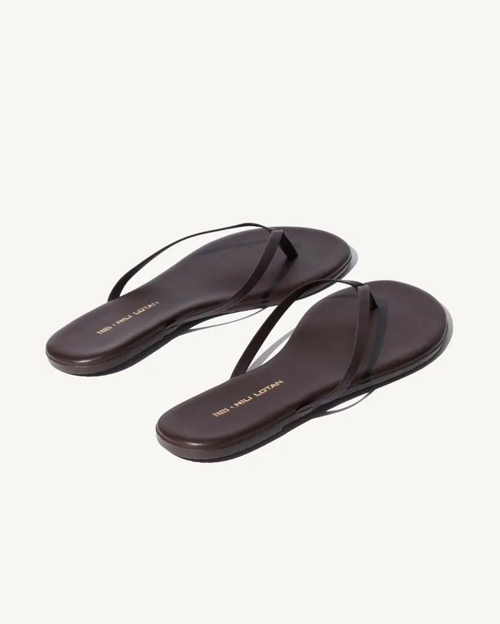 Nili Lotan NL X TKEES LEATHER FLIP FLOP Cognac Women Shoes