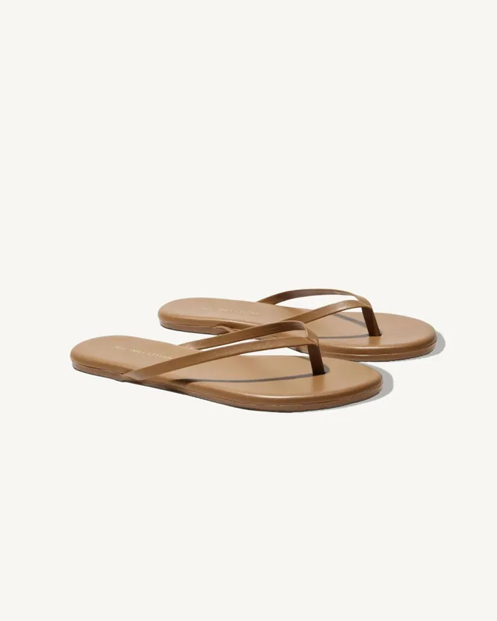 Nili Lotan NL X TKEES LEATHER FLIP FLOP Cognac Women Shoes
