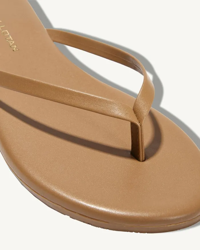 Nili Lotan NL X TKEES LEATHER FLIP FLOP Cognac Women Shoes