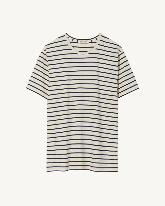 Nili Lotan PIERRE TEE Navyivory Stripe Men Tees