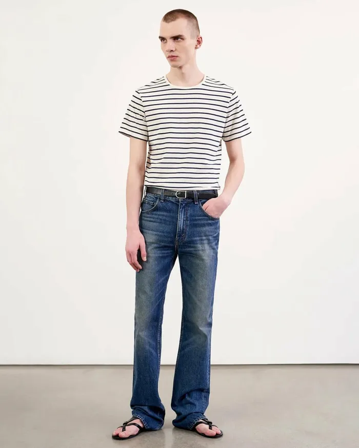 Nili Lotan PIERRE TEE Navyivory Stripe Men Tees