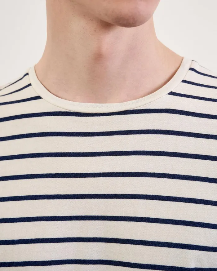 Nili Lotan PIERRE TEE Navyivory Stripe Men Tees