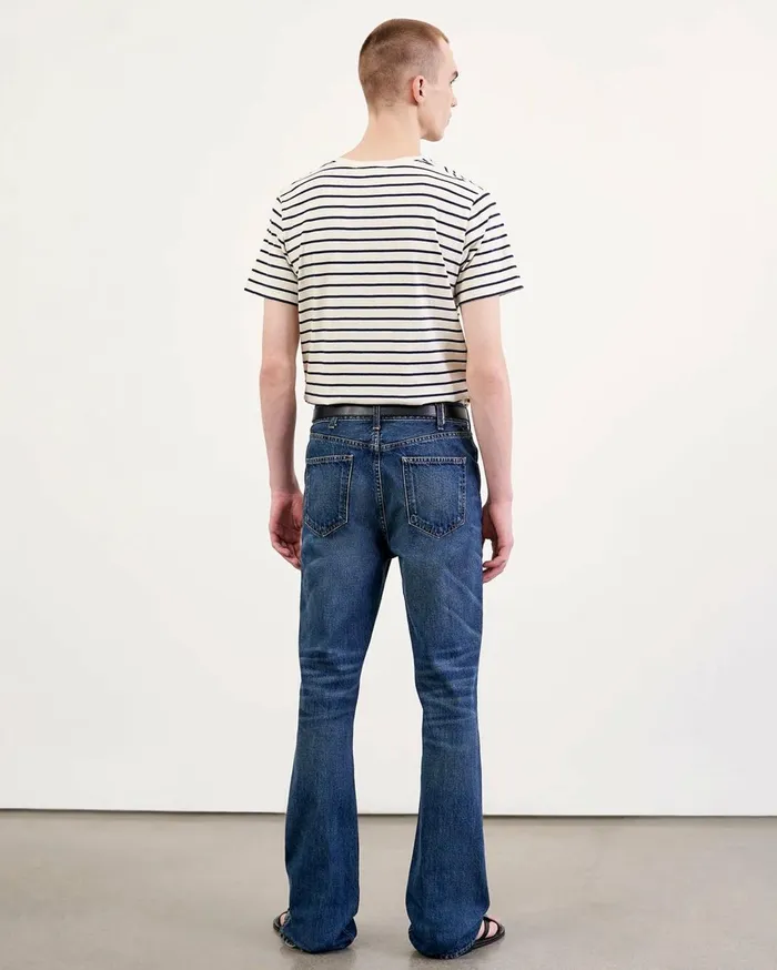 Nili Lotan PIERRE TEE Navyivory Stripe Men Tees