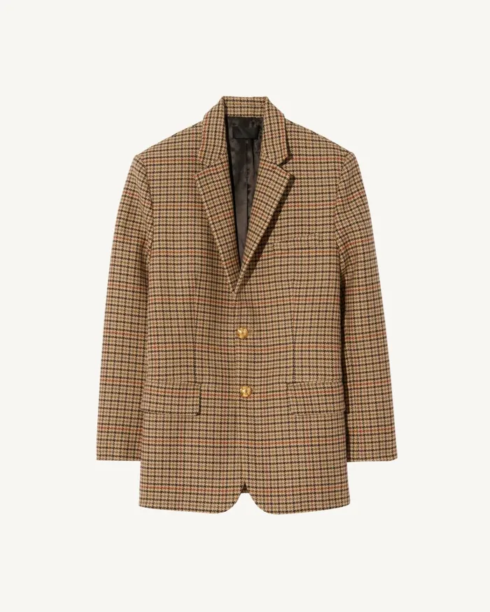 Nili Lotan ROMAIN BLAZER Large Oak Check Women Jackets and Blazers
