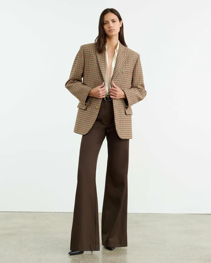 Nili Lotan ROMAIN BLAZER Large Oak Check Women Jackets and Blazers