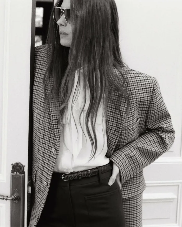 Nili Lotan ROMAIN BLAZER Large Oak Check Women Jackets and Blazers