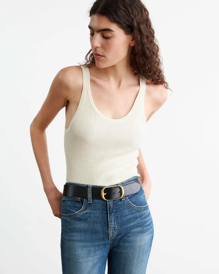 Nili Lotan SELAH SILK KNIT TANK Ivory Women Tops