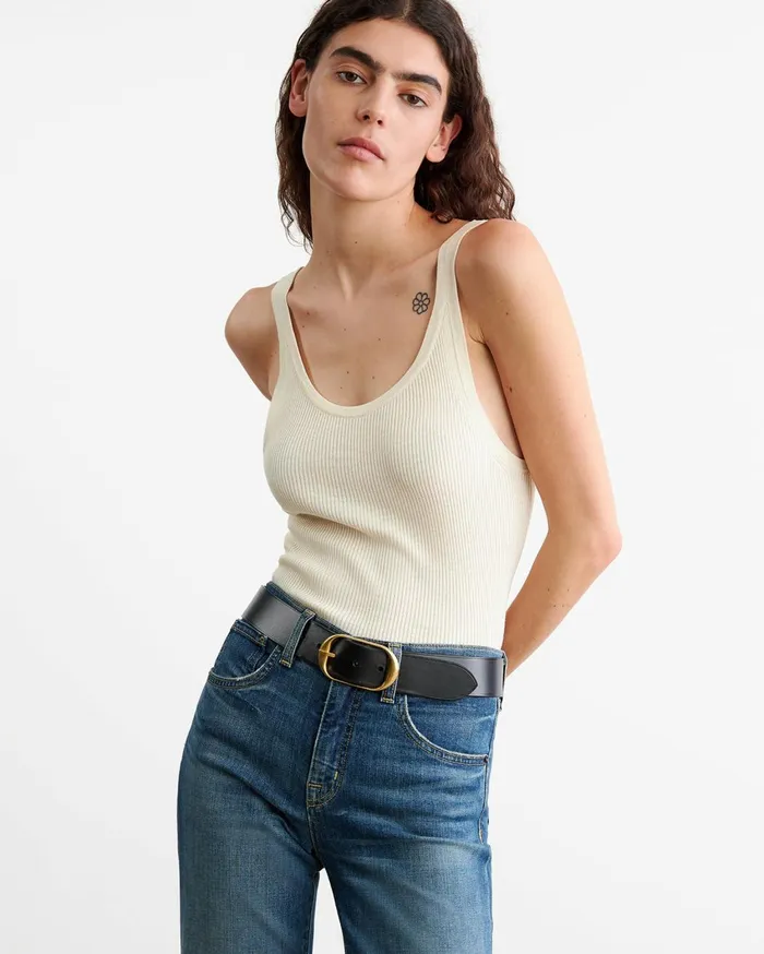 Nili Lotan SELAH SILK KNIT TANK Ivory Women Tops