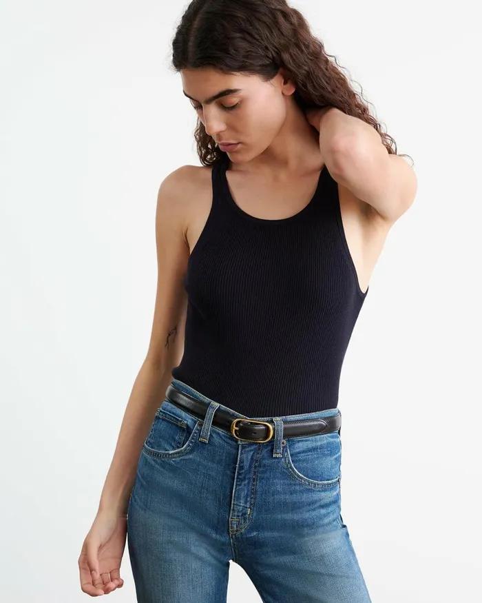 Nili Lotan SELAH SILK KNIT TANK Ivory Women Tops