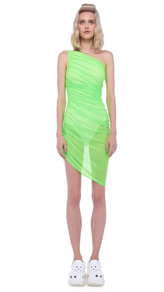 Norma Kamali Dresses DIANA MINI DRESS Neon Green 8211 Clothing