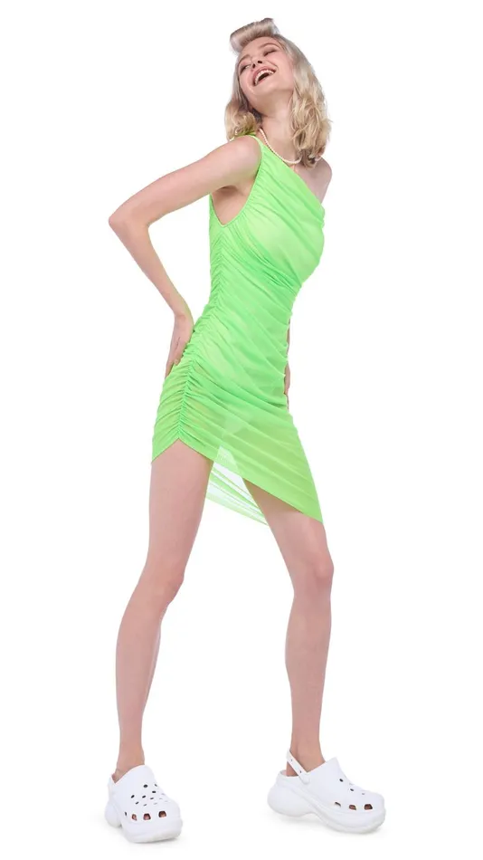 Norma Kamali Dresses DIANA MINI DRESS Neon Green 8211 Clothing