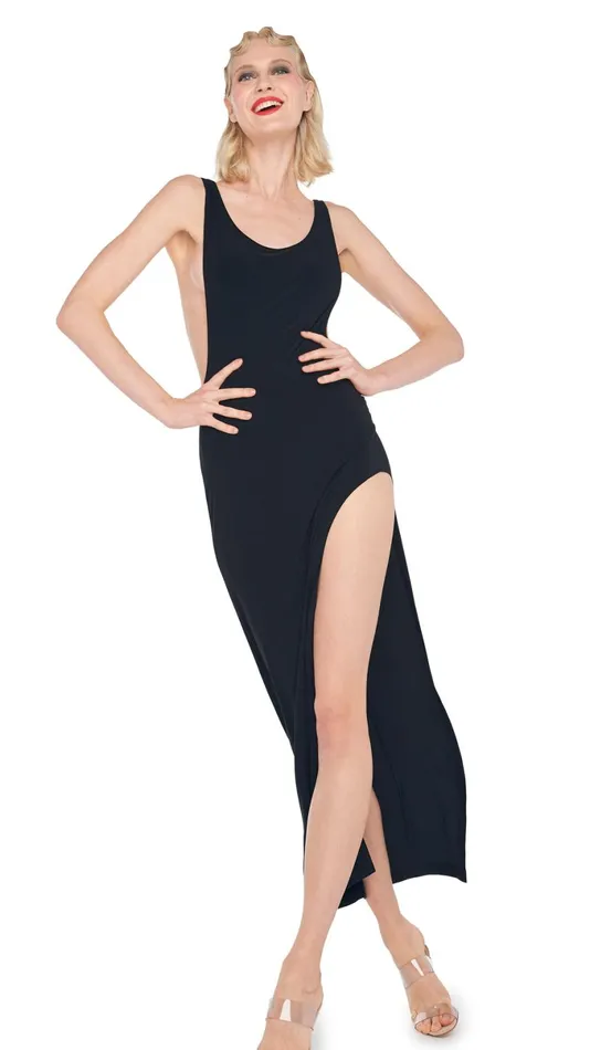 Norma Kamali Dresses MARISSA WIDE SLIT GOWN Black 8211 Clothing