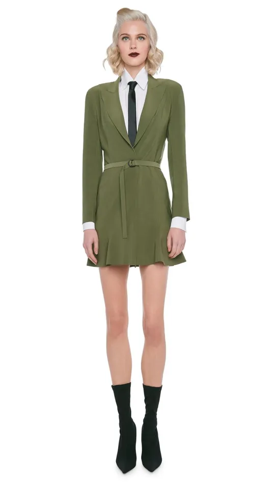 Norma Kamali Dresses SB FISHTAIL MINI DRESS Military 8211 Clothing