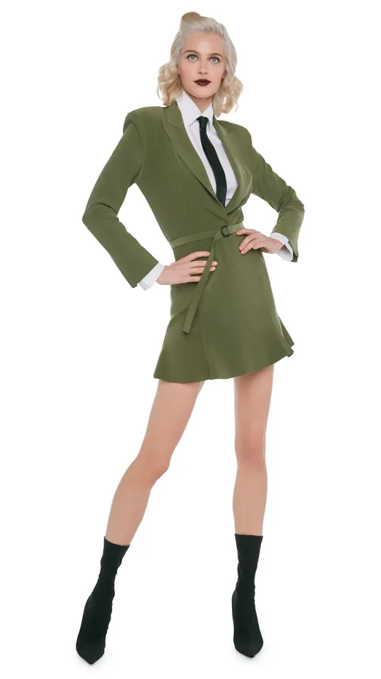 Norma Kamali Dresses SB FISHTAIL MINI DRESS Military 8211 Clothing