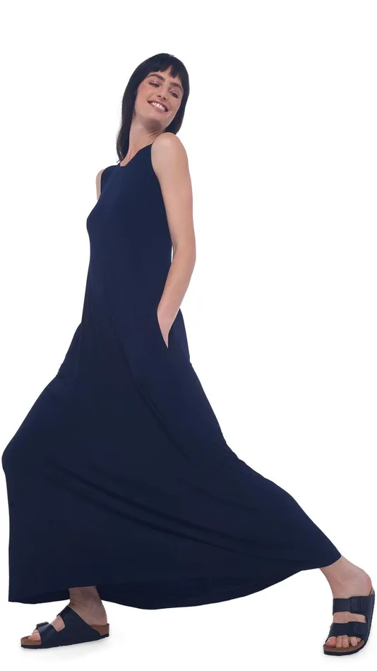 Norma Kamali Dresses SLEEVELESS LONG SWING DRESS Midnight 8211 Clothing