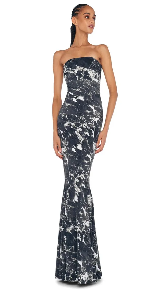 Norma Kamali Dresses STRAPLESS FISHTAIL GOWN Black Marble 8211 Clothing