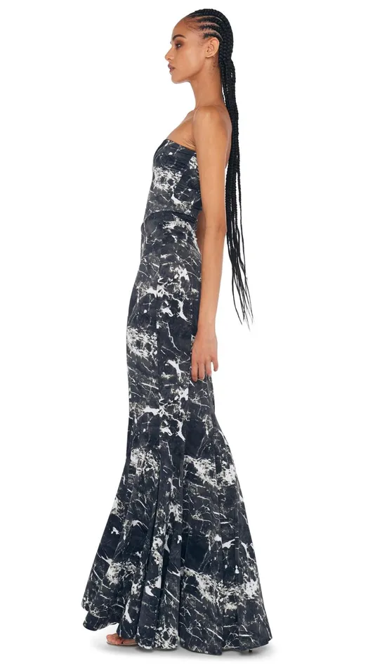Norma Kamali Dresses STRAPLESS FISHTAIL GOWN Black Marble 8211 Clothing