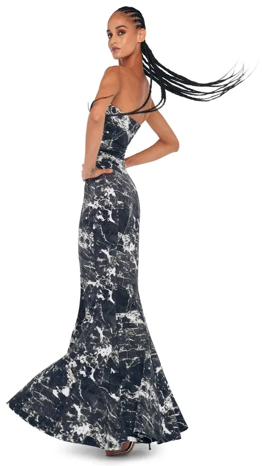 Norma Kamali Dresses STRAPLESS FISHTAIL GOWN Black Marble 8211 Clothing