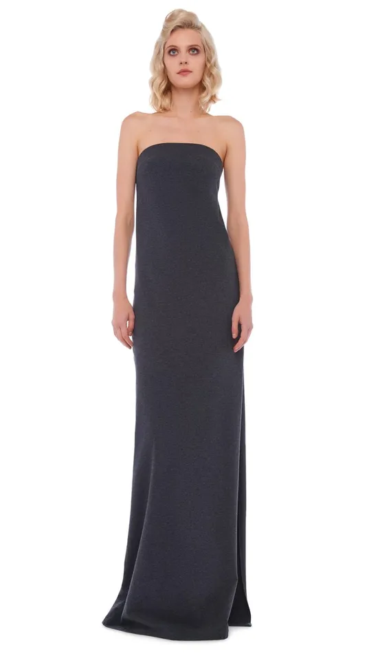 Norma Kamali Dresses STRAPLESS SIDE SLIT GOWN Dark Heather Grey 8211 Clothing