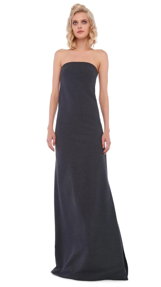 Norma Kamali Dresses STRAPLESS SIDE SLIT GOWN Dark Heather Grey 8211 Clothing