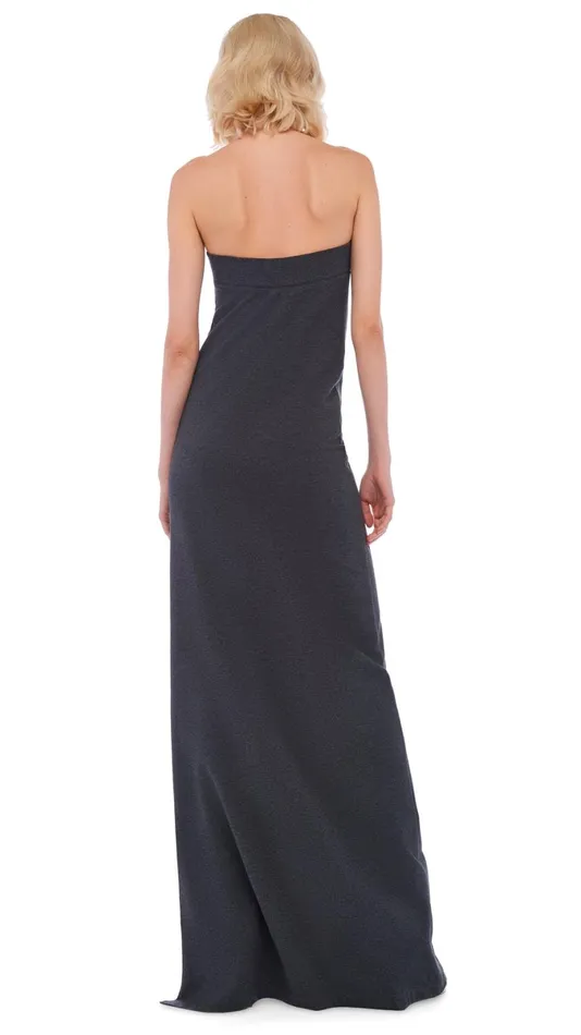 Norma Kamali Dresses STRAPLESS SIDE SLIT GOWN Dark Heather Grey 8211 Clothing